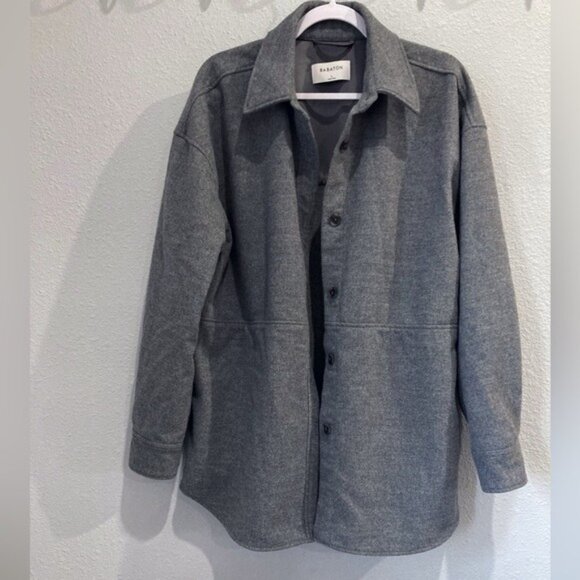 ARITZIA Neutral Contemporary Shacket Wool Blend Button Chic On Trend Fall - Picture 3 of 8